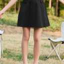 GORLYA Girls Modest Simple Casual Vintage Elastic Waist A-Line Short Skirt for 6-14Y Kids (Black)