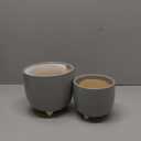 LE TAUCI Ceramic Plant Pots, 5.1 + 6.4 Inch Footed Pots for Plants, Modern Flower Pots for Home and Office, Indoor Planters with Drainage, Reactive Glaze Gray (Pack of 2)