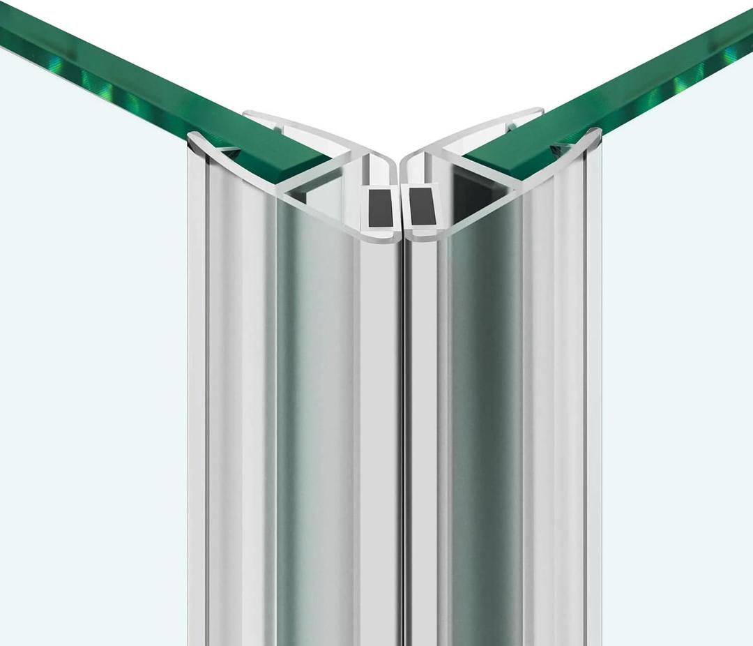 Shower Glass Door Side Seal, 2PCS 78 Inch Ultra Clear PVC Seal Strip with Magnetic Stripe for 3/8"(10mm) Thick Frameless Glass Door, to Stop Water Leakage