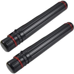 DEWEL 2Pcs Telescoping Plastic Art Tube for Poster/Art/Document/Fishing Rod, Extends from 30" to 53", Waterproof and Light Resistant, with Carrying Strap(Black XL Size)