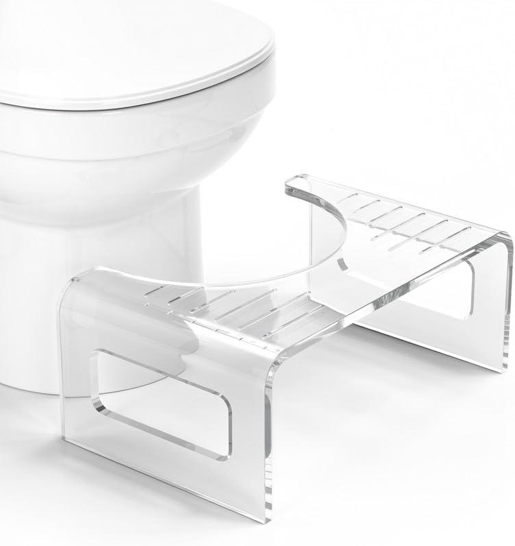 AmazerBath 7 Inches Acrylic Squat Potty, Clear Toilet Step Stool for Adults, Modern Design Non-Slip Pooping Stool, Strong Load-Bearing, Blends Seamlessly Into Any Bathroom