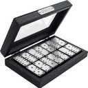Bucher&Rossini Metal Surface Dominoes Set Double 6 - Classic Black Domino's Game Set with Silver Metal Surface Dominos Set for Adults and Kids Ideal Gift for Domino Players or Family Game Night