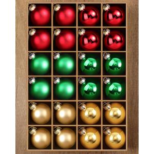 Syhood 24 Pcs Christmas Glass Ball Ornaments Set 2.36" Hanging Glass Bulbs with Loop Hanging String for Christmas Tree Decoration for Holiday Xmas Tree Gifts Home Decor (Red,Green,Gold)