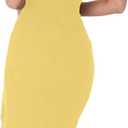 BORIFLORS Women's Sexy Elegant Boat Neck Bodycon Midi Dresses Ruffle Hem Sleeveless Ruched Cocktail Party Tank Dress, Small, Yellow