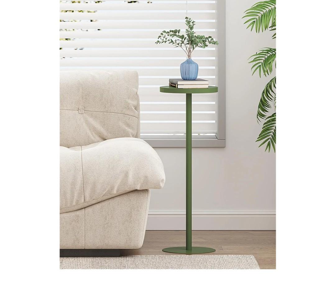 TUTOTAK Tall Round Side Table, Small End Table, Drink Table, Pedestal Side Table, livingroom, Olive Green TB01BOG065