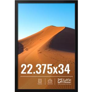 LaVie Home 22.375x34 Picture Frame for Wall Display, 22.375x34 Black Picture Frame with HD Plexiglas, 22.375 x 34 Frame 1 Pack, Display Frame for Vertical or Horizontal, Classic Collection