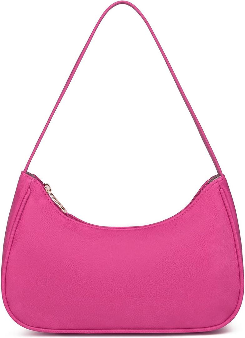Afashor Shoulder Bags for Women Vegan Leather Hobo Sling Tote Handbag Retro Clutch Purse with Zipper Closure | Retro, with Zipper Closure (Lychee-pink)