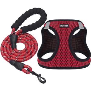 Dog Harness Step-in Breathable Puppy Cat Dog Vest Harnesses for Small Medium Dogs Red (M (Chest 13.5''-16.5'', Weight 10-15 lb))