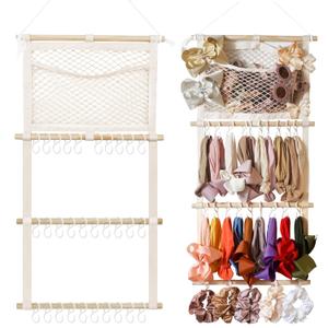 kangaroo Headband Holder Hair Bows Organizer for Baby Girls Large Capacity Bow Holder Hair Accessories Wall Hanging Organizer for Toddler Baby Girl Nursery Room Decor (Beige)