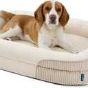 Bedsure Orthopedic Dog Beds Large Sized Dog - 360 Oval Bolster Large Dogs Bed for Senior Dogs with Waterproof Washable Cover, Big Comfort Pet Sofa Couch with Ultra-Soft Fleece, Beige, 35"