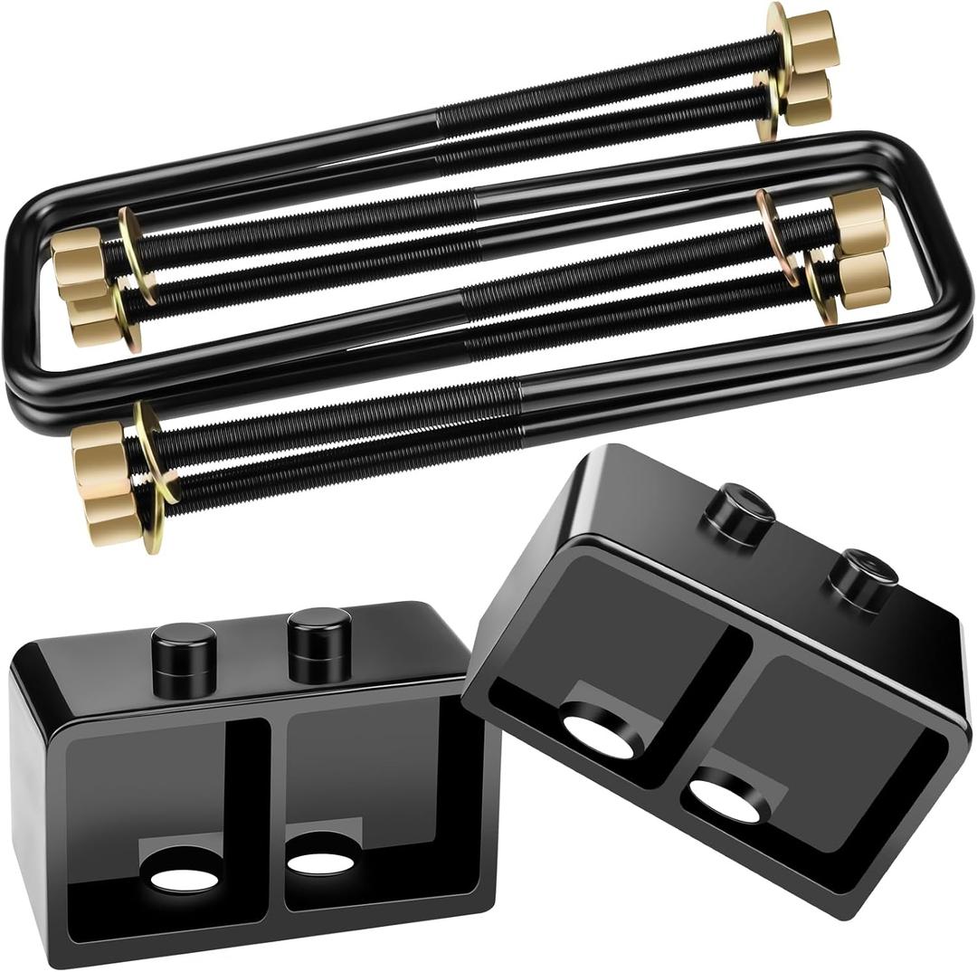 HHCSOP 3" Rear Lift Block Kit for F150, 3 inch Rear Leveling Lift Kits Compatible with 2004-2022 Ford F-150 2WD 4WD, with Extended U-Bolts Set and Square Leaf Spring Axle