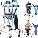 Adult Standing Walker for Seniors, Hemiplegia Standing & Lower Limb Training, Upgraded Double Pads, 8 Wheels Anti-Tilt Mobility Aid, Fits 58-71 in, withstands 220 lbs