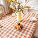 Checkered Fall Tablecloth Rectangle Cotton Linen Gingham Table Cloth with Tassel Washable Wrinkle Free Heavy Duty Buffalo Plaid Table Cover for Dining/Party/Picnic (Orange, 55" x 70" (Rectangular))