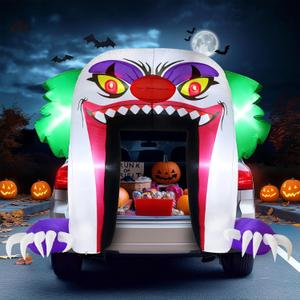 ZPISF 6 FT Halloween Inflatables Clown Archway Outdoor Decorations, Trunk or Treat Blow Up Car Decorations with Built-in LEDs for Halloween Decor