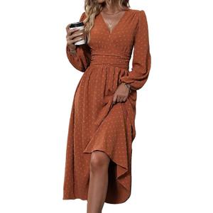 Dresses for Women 2026 Blue Maxi Dress Formal Wedding Guest Dresses for Women Long Sleeve Dresses for Women (Orange, XXL)