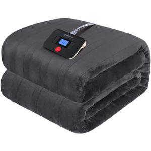 Westinghouse Electric Blanket Full Size, Super Cozy Soft Flannel 80"" x 84"" Heated Blanket with 10 Fast Heating Levels & 1-12 Auto-Off, Machine Washable, ETL&FCC Certification, Charcoal