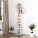 LANTEFUL Tall Narrow Shoe Rack 10-Tier Skinny Shoe Shelf Storage for 10-15 Pairs Shoes and Boots, Space Saving Corner Shoe Rack Organizer for Closet, Entryway, Garage, Living Room,White
