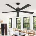 ZMISHIBO 52 Inch Ceiling Fan No Light with Remote, Black Ceiling Fan without Lights, Quiet Reversible DC Motor, 6-Speeds, Modern Ceiling Fans for Living Room, Bedroom, Patio, Indoor/Outdoor Use