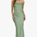 Realtix Satin Silk Backless Tube Tops Maxi Dress for Women Low Back Hollow Out Elegant Strapless Long Dresses Wedding Guest, XS