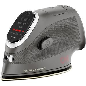 CHI Mini Steam Iron for Clothes, Sewing, Crafting and Travel with Titanium Infused Ceramic Soleplate, 1000 Watts, XL 10 Cord, 3-Way Auto Shutoff, Portable, Vacation Essentials, Black (13120)