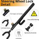Steering Wheel Lock,Heavy Duty Anti-Theft Car Device,Adjustable Length Locking with 3 Keys Universal Fit for Cars Trucks Vans and SUVs (Black)