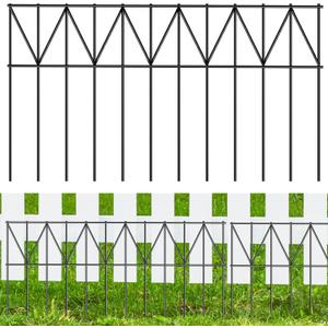 10 Pack 24" L x 15" H Animal Barrier Fence, Underground No Dig Fence Patented Product, 5.5mm Galvanized Stakes with 2 inch Spacing, Anti Digging for Dogs, Total 20Ft(L) X 15in(H) Black