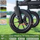MAXWALK Walkers for Seniors, Rollator Walker with Seat, 12" Big Rubber Wheels All Terrain Rollator Walker with Backrest, Built-in Cable, Cup Holder, Foldable and Height Adjustment for Seniors, Black
