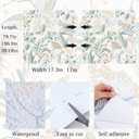 Kitico Wallpaper Peel and Stick Boho Floral Wall Paper Green Botanical Contact Paper for Cabinets Drawers Self-Adhesive Removable Wallpaper for Bedroom Bathroom Waterproof Wallpaper 17.3" x 196"