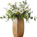 Mela Artisans 12” Mango Wood Vase | Wooden Decorative Flower Vase | Rustic Farmhouse | Medium Burnt | Centerpiece for Living Room | Dining Table | Home Decor