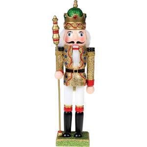 Clever Creations Gold King 12 Inch Traditional Wooden Nutcracker, Festive Christmas Décor for Shelves and Tables 