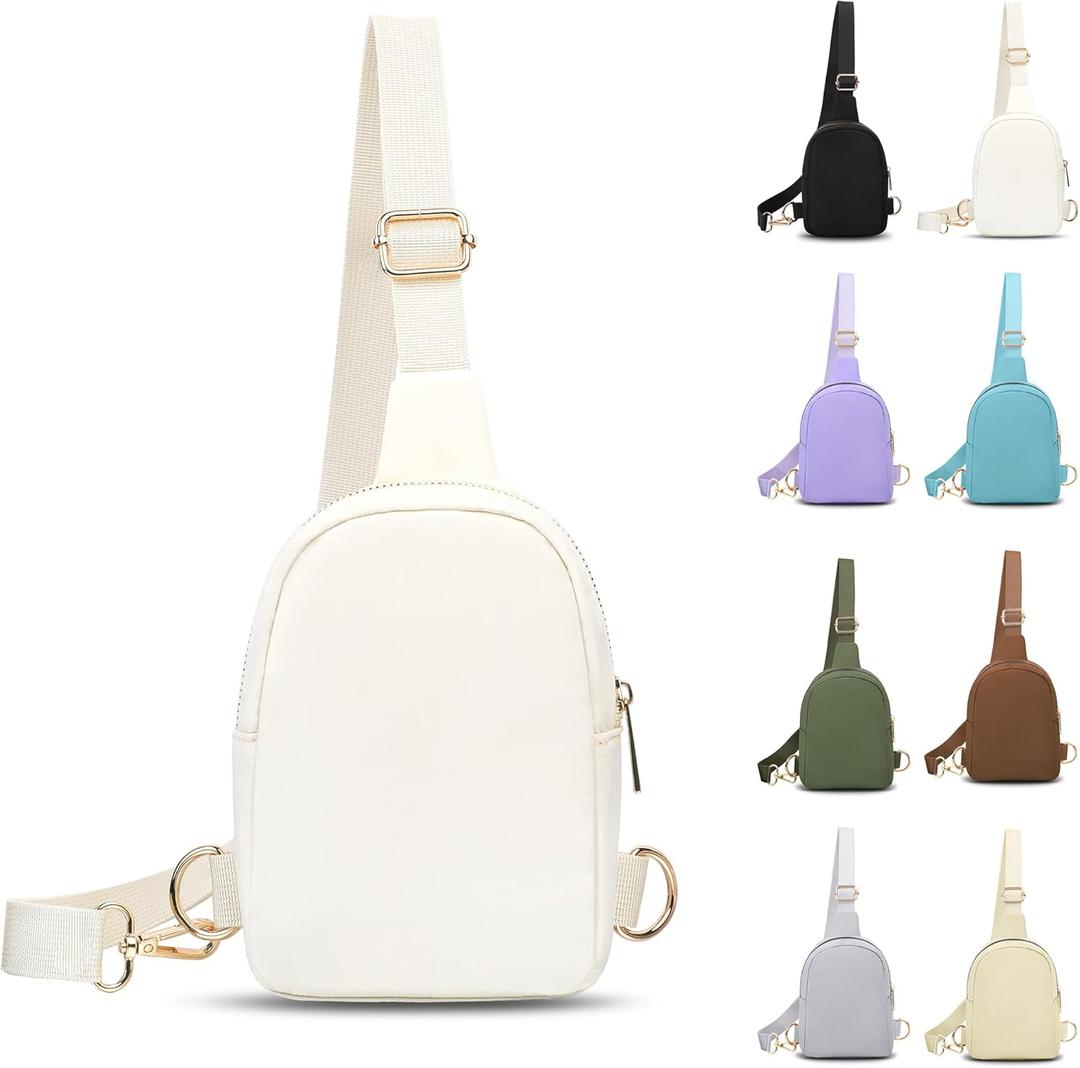 VOROLO Small Sling Bag For Men and WomenCrossbody Bags For Women with Ajustable Strap Trendy Cross body Bag Beige