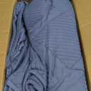 Exclusivo Mezcla King Size Quilt Set with Modern Striped Pattern, 3 Pieces Lightweight Grayish Blue Quilts Bedding Set, Soft Bedspreads Coverlets for All Seasons