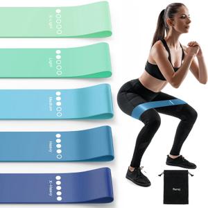 Resistance Bands for Working Out, 5-Pack Elastic Loop Exercise Bands for Strength Training Stretching, Home Gym Equipment for Pilates Yoga Physical Therapy, Leg Glute Arm Workout Kit for Women Men