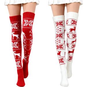 Women's Cable Knitted Thigh High Socks Cotton Over Knee Boot Stockings Winter Leg Warmers