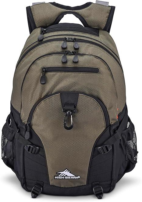 High Sierra Loop-Backpack, Travel, or Work Bookbag with tablet-sleeve, Olive, One Size