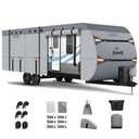 Upgrade 7-Layer Heavy Duty RV Cover 14-16 FT | Fits RVs with Roof Top A/C | All-Weather Travel Trailer RV Cover for Snow & Wind Protection | Rip-Stop Camper Cover with 4+2 Straps
