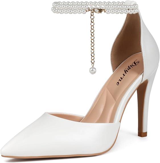 Dipyrne Women's High Heels Closed Pointed Toe Sexy Lace Up Wedding Evening Dress Pumps Shoes Size 7