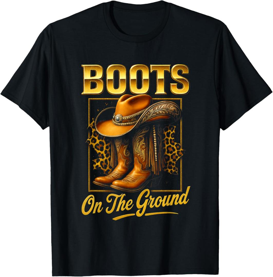 Boots On The Ground Western Style T-Shirt, Black 