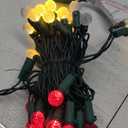 BOHON Christmas Lights Outdoor Faceted G15 50 LED 17ft Plug in Mini Globe String Lights Waterproof Extendable Green Wire for Indoor Patio Xmas Thanksgiving Tree Decoration Red and Warm White