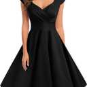 Bbonlinedress Black Vintage Cocktail 1950s Wedding Guest 50s 60s Retro Rockabilly Pinup Formal Prom Party Dress Black M