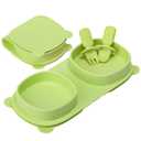 Silicone Foldable Novelty Dinner Plates, Suction Plates for Baby Travel Essential with Forks and Spoons, Microwave & Dishwasher Safe, Green