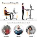 Enayplon Small Standing Desk with Wheels, Mobile Stand Up Desk, Portable Standing Table on Wheels for Walking Pad, Rolling Computer Desk Adjustable Height, Tall Table