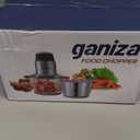 GANIZA Food Processors, Electric Food Chopper with Meat Grinder & Vegetable Chopper - 2 Bowls (8 Cup+8 Cup) with Powerful 450W Copper Motor - Includes 2 Sets of Bi-Level Blades for Fruits/Meat/Nuts (Black)