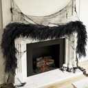 N&T NIETING 5.9FT Black Artificial Norfolk Pine Garland Real Touch Christmas Garlands Faux Garland for Table Mantle Holiday Fireplace Indoor Outdoor Christmas Halloween Decorations