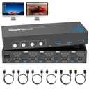 HDMI Dual Monitors KVM Switch 4 Computers 2 Monitors USB3.0 4K@60HZ for 3 Computers 4PC Laptops Share Keyboard & Mouse, EDID Supported