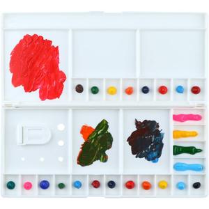 Transon Large Paint Palette Box 29 Color Mixing Wells with 1 Liner Brush