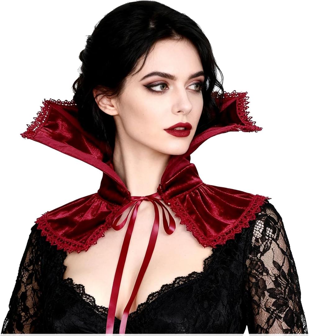 L'VOW Women Black Victorian Collar Standing Vampire Collar Detachable Dracula Collar Witch Gothic Accessories
