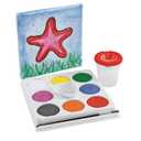 Colorations Plastic Tempera Paint Tray Palette with 8 Paint Cakes and Brush and Cup Holders