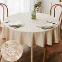 Smiry Round Table Cloth, Waterproof Heavy Duty Vinyl Tablecloths, Wipeable Washable Table Cover for Kitchen and Dining Room (Beige, 60" Round)