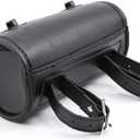 Motorcycle Fork Bag PU Leather Bike Handlebar Tool Bag Sissy Bar Roll Storage Bag - Small (Black)